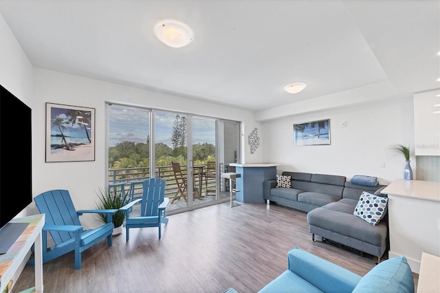 living area with wood finished floors