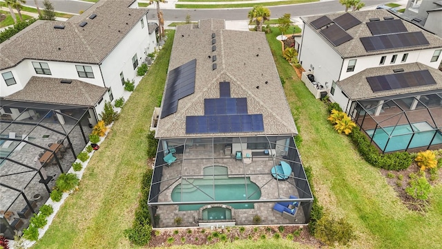 bird's eye view with a residential view