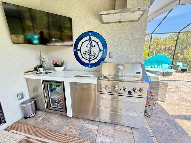 10179 Milky Way Cir, Sarasota, FL 34241 - view of patio / terrace featuring beverage cooler, a lanai, and area for grilling