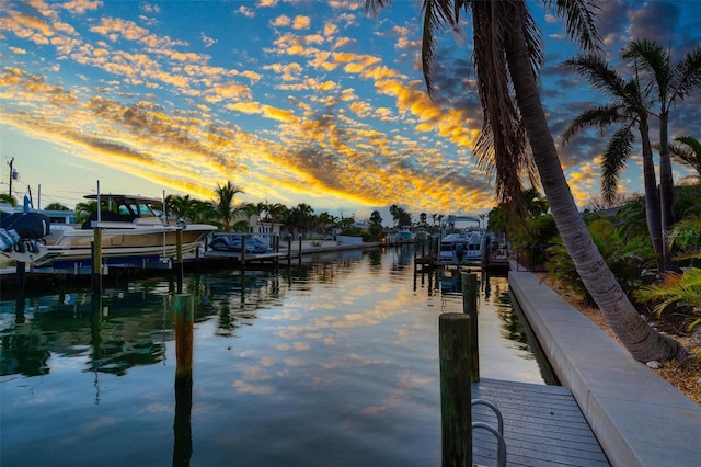 view of dock featuring a water view