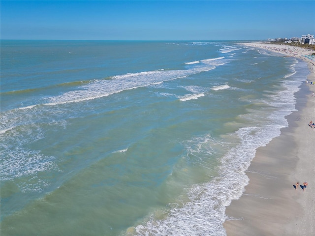 view of water feature with a view of the beach