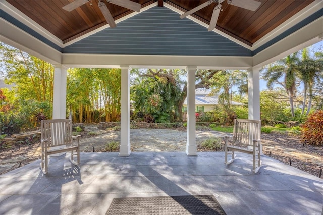 view of patio with a ceiling fan