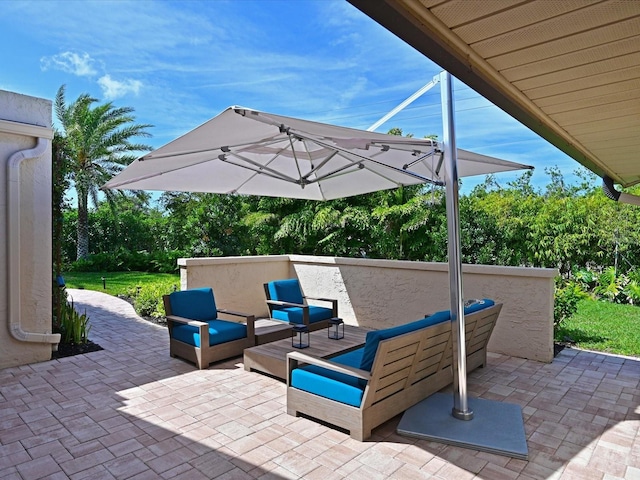 view of patio featuring an outdoor living space