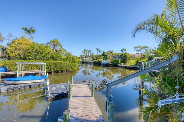 dock area featuring a water view