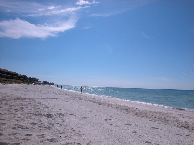 property view of water featuring a view of the beach