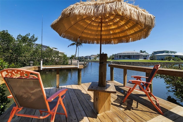 view of dock featuring a water view