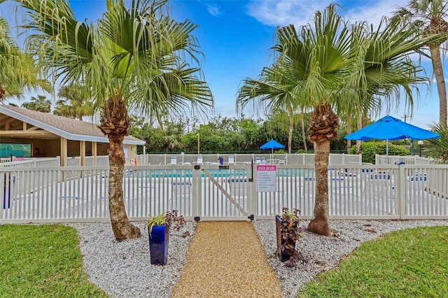 pool featuring fence