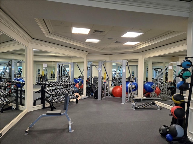 35 Watergate Dr Unit 1103, Sarasota, FL 34236 - workout area with ornamental molding and a raised ceiling