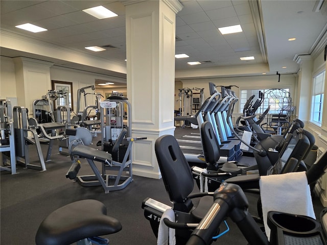 35 Watergate Dr Unit 1103, Sarasota, FL 34236 - workout area with crown molding and a drop ceiling