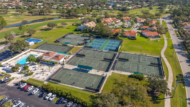 drone / aerial view with golf course view