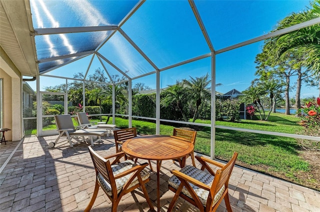 view of patio with a lanai