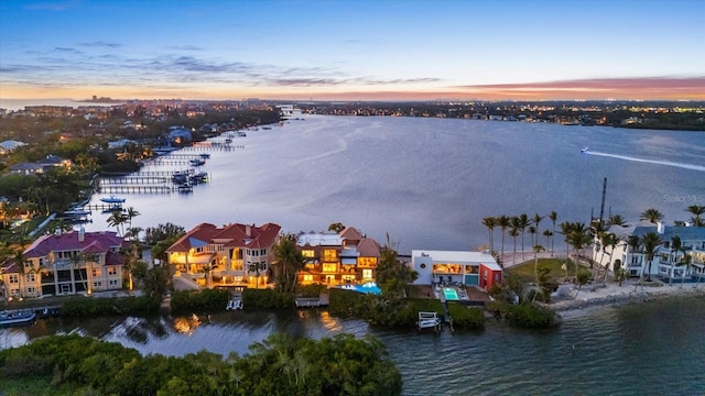 1364 Point Crisp Rd, Sarasota, FL 34242 - aerial view at dusk with a water view