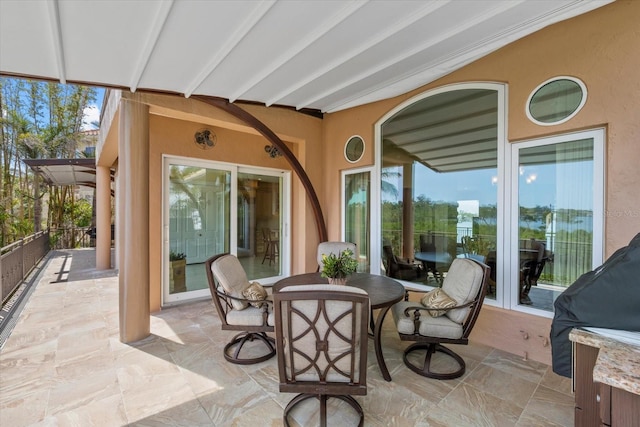 1364 Point Crisp Rd, Sarasota, FL 34242 - view of patio / terrace with outdoor dining space