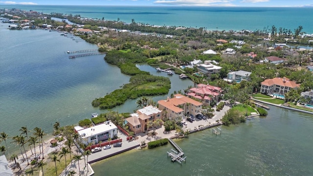 1364 Point Crisp Rd, Sarasota, FL 34242 - drone / aerial view with a residential view and a water view