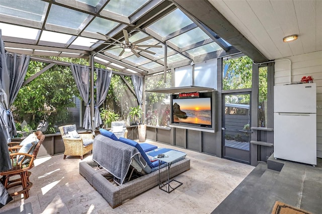view of patio / terrace featuring a pergola and an outdoor living space