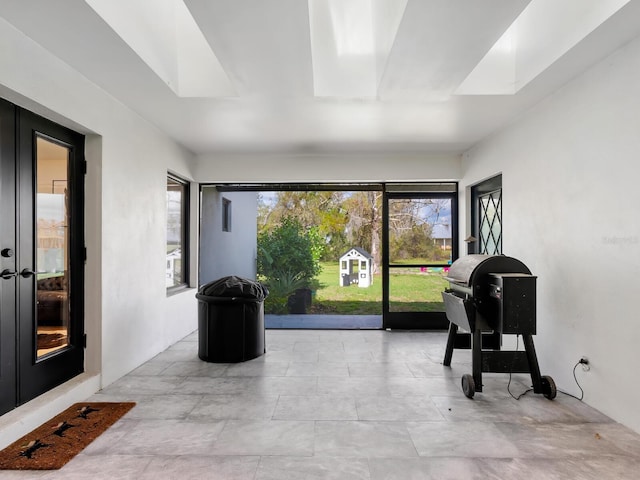 interior space with a skylight and a wealth of natural light