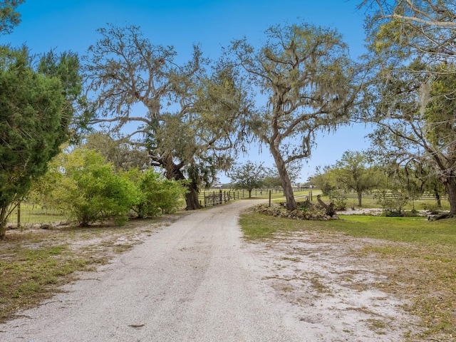 view of street featuring a rural view