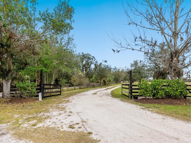 view of street featuring driveway and a gated entry