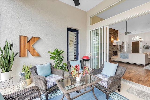 view of patio / terrace featuring outdoor lounge area and ceiling fan