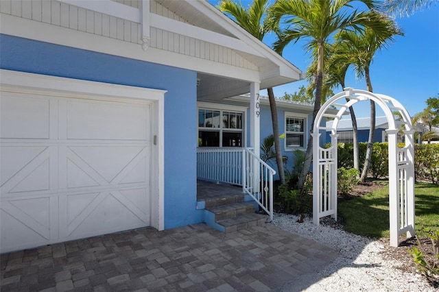 exterior space featuring stucco siding