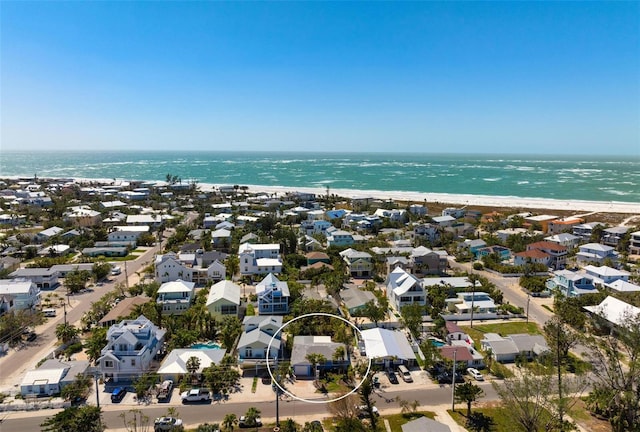 aerial view featuring a water view and a residential view