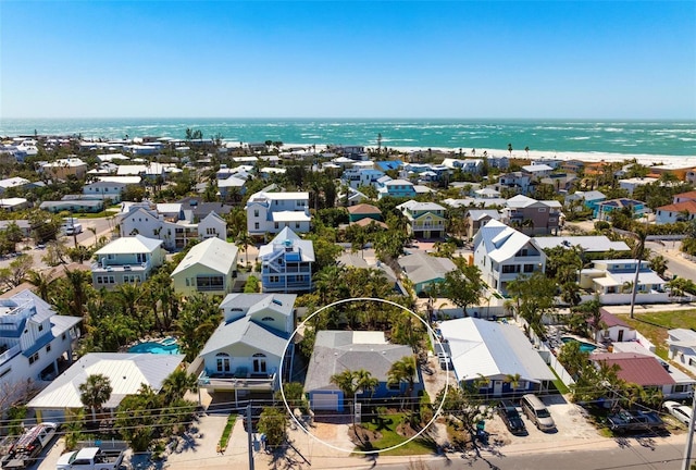 aerial view with a residential view and a water view