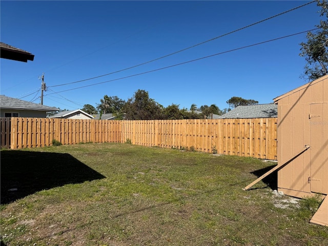 view of yard featuring a fenced backyard