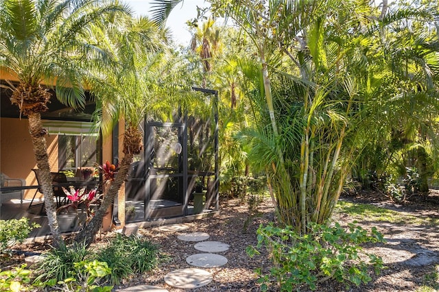 view of yard featuring a sunroom