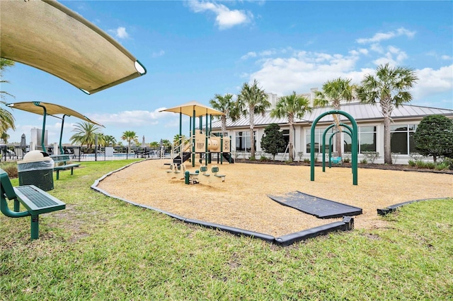 community playground featuring a yard