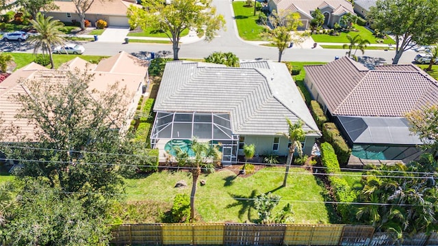 aerial view with a residential view