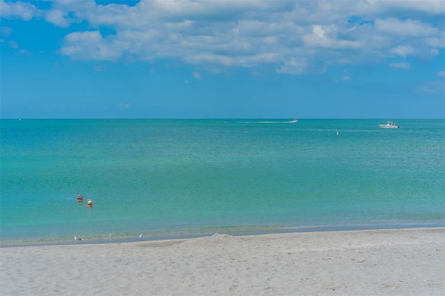 view of water feature with a view of the beach