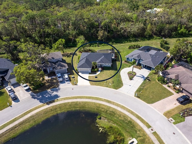 drone / aerial view with a residential view