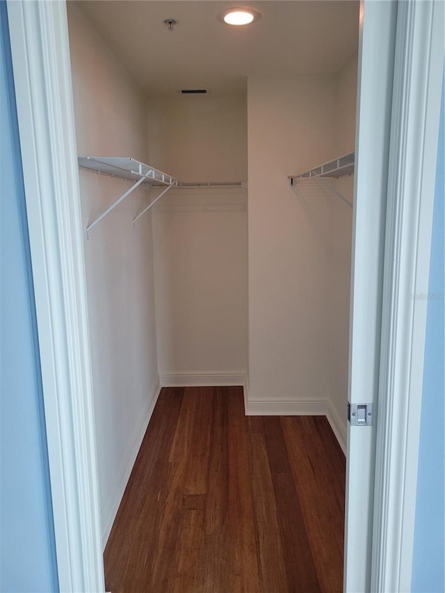 spacious closet with wood finished floors