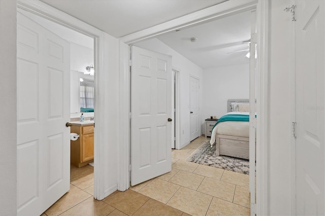 interior space featuring light tile patterned floors