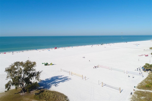 property view of water featuring a view of the beach