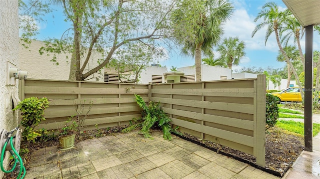 view of patio featuring fence private yard