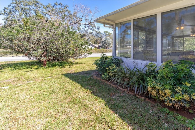 view of yard featuring a sunroom