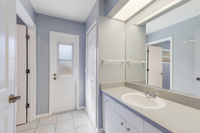 bathroom featuring vanity and tile patterned floors