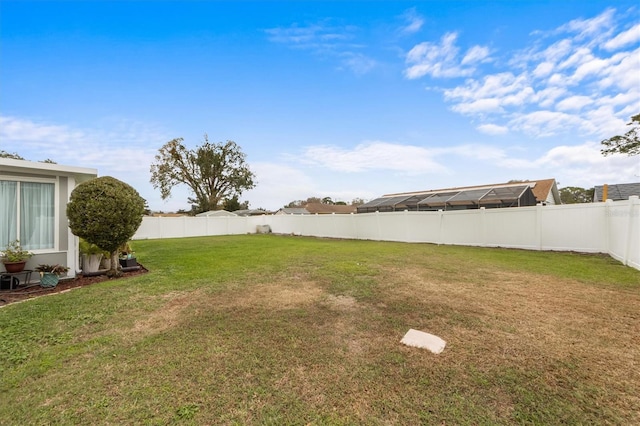 view of yard with a fenced backyard