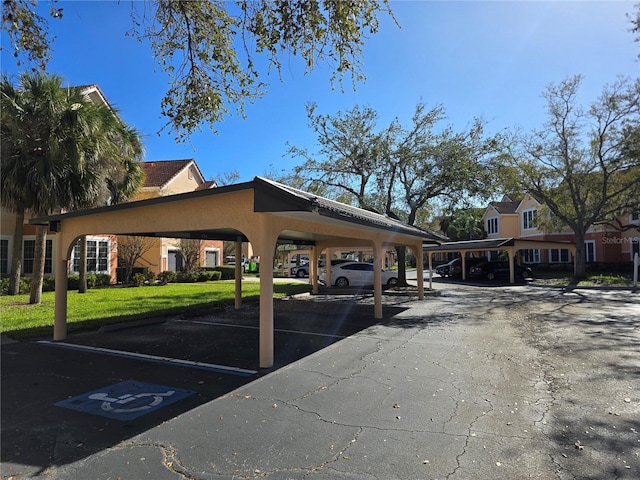 view of covered parking lot