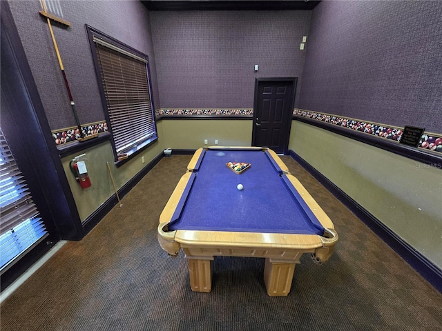 recreation room with billiards and baseboards