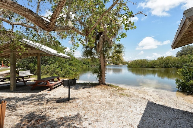 8779 Midnight Pass Rd Unit 406H, Sarasota, FL 34242 - view of yard with a water view and a gazebo