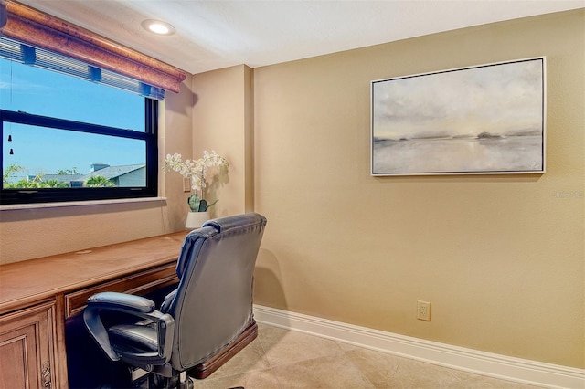 8779 Midnight Pass Rd Unit 406H, Sarasota, FL 34242 - office area with light tile patterned flooring and recessed lighting