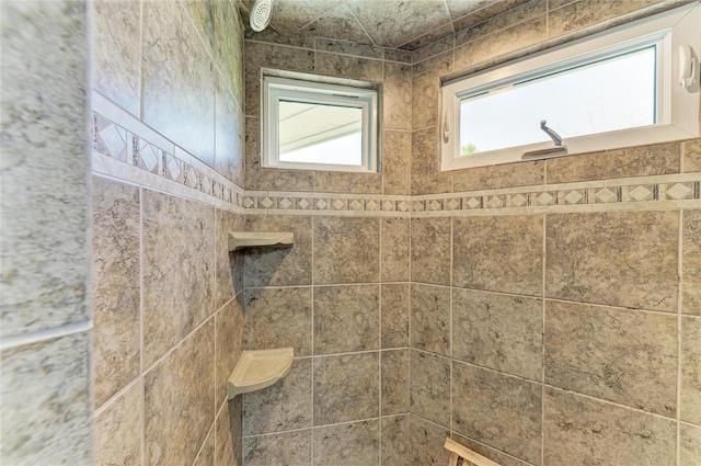 bathroom with tiled shower