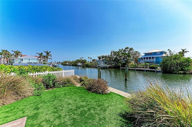 property view of water with fence