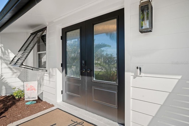 doorway to property with french doors