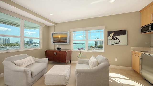 interior space featuring plenty of natural light, recessed lighting, and baseboards