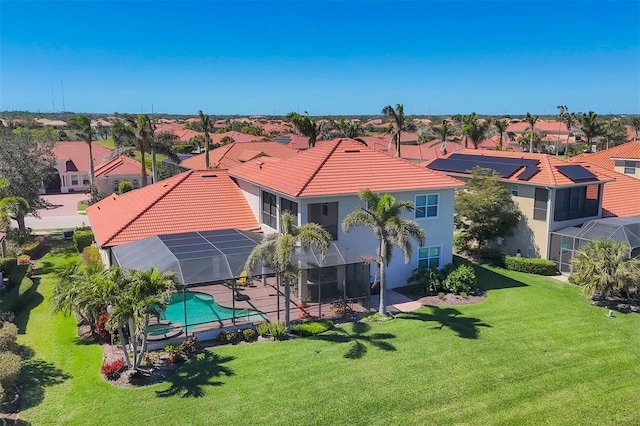 birds eye view of property with a residential view