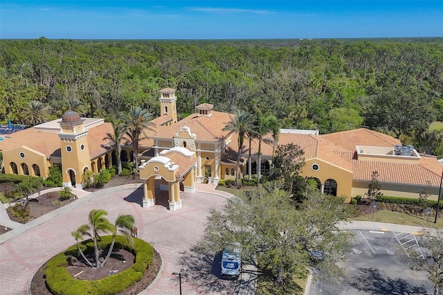 aerial view with a wooded view