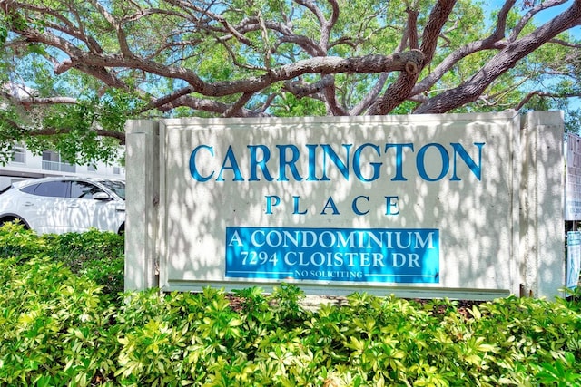 view of community sign